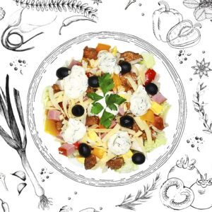 Мясной с яйцом и овощами